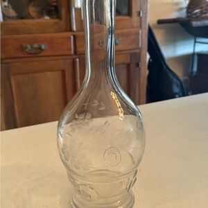 Vintage Glass Etched Decanter